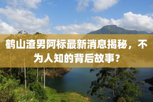 鶴山渣男阿標(biāo)最新消息揭秘，不為人知的背后故事？